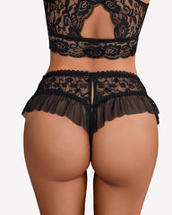 Floral Lace Briefs with Cute Bow