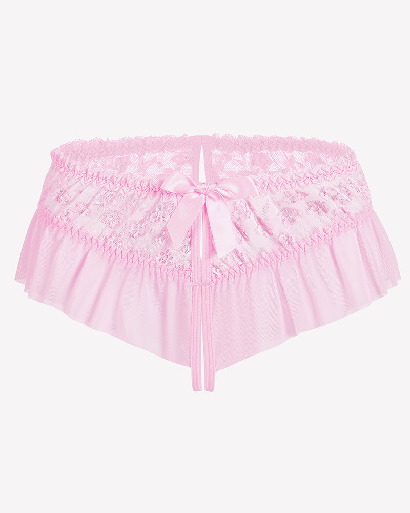 Floral Lace Briefs with Cute Bow