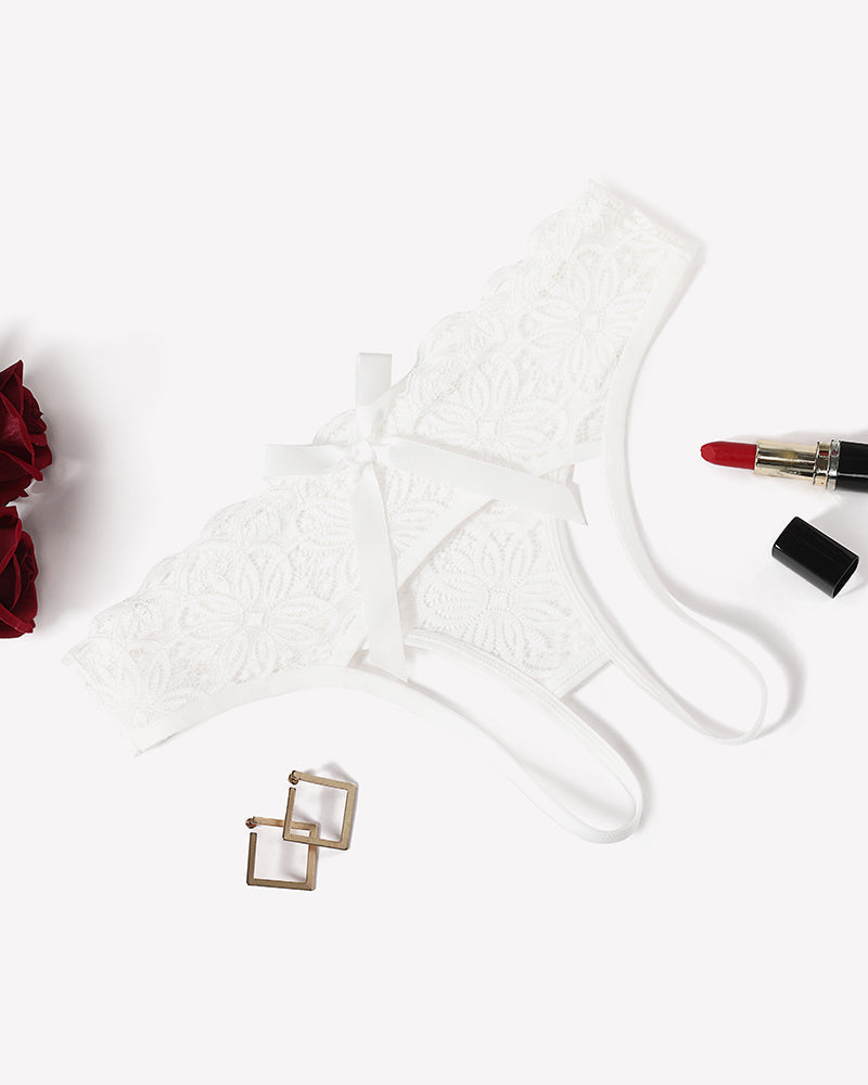 Lace Panties Hollow Out Rear Bowknot Briefs