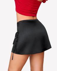 Satin A-Line Elastic Zipper Skirts