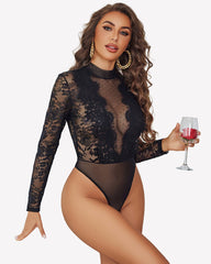 Lace Teddy Going Out Turtleneck Bodysuits Top