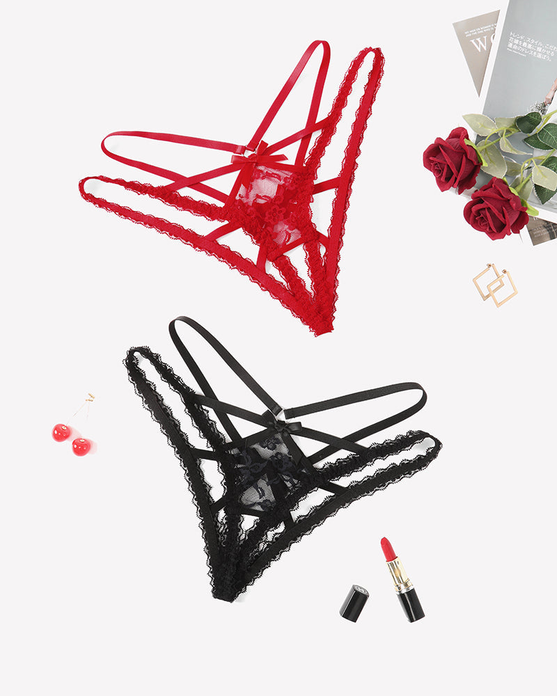 Lace Panties Briefs Criss Cross Underwear