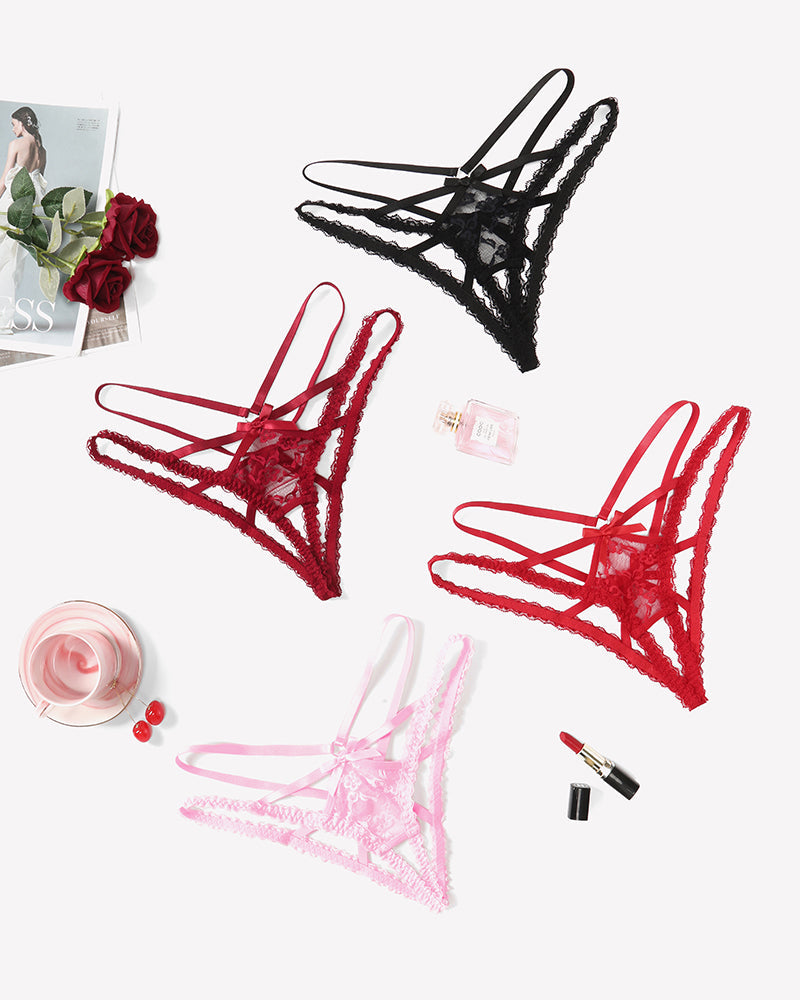Lace Panties Briefs Criss Cross Underwear