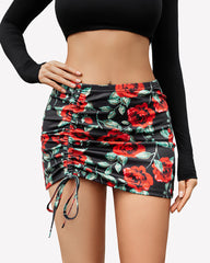 Mini Skirts Adjust Sexy Ruched Short Skirt
