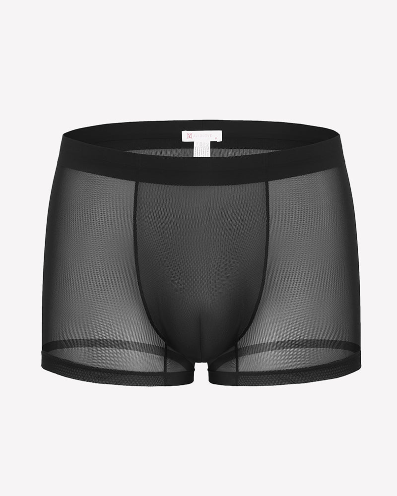 Men's Mesh Boxer Briefs Breathable Stretch Trunk Sexy Lingerie Underwear