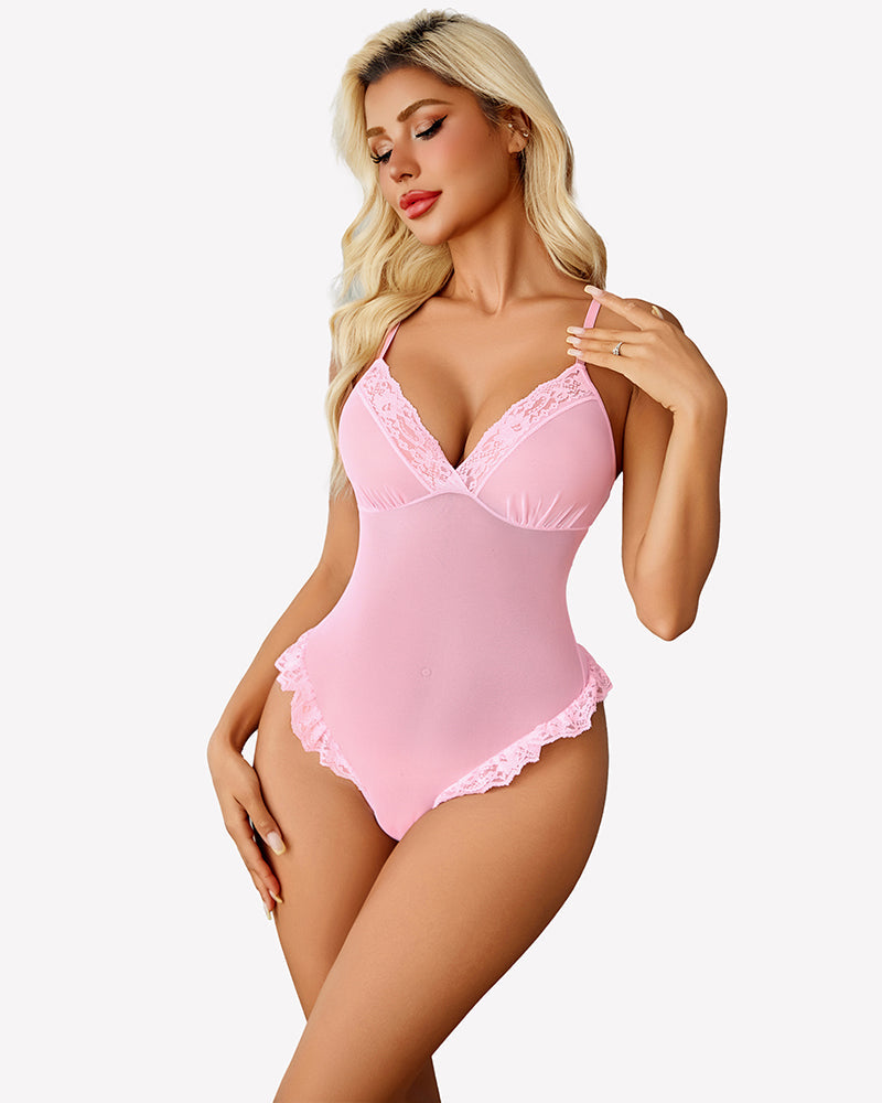 Lace Bodysuit Robe Set 2 Piece Mesh Boudoir Outfits