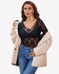 Long Sleeve Sheer Mesh Bodysuit