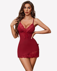 Lace Trim Chemise Side Split Nighty