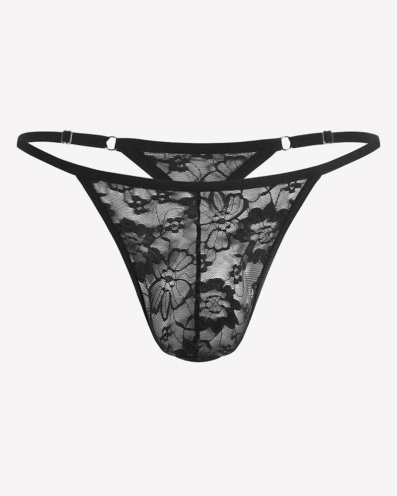 Men's Lace Thong Underwear Low Rise T-Back G-String