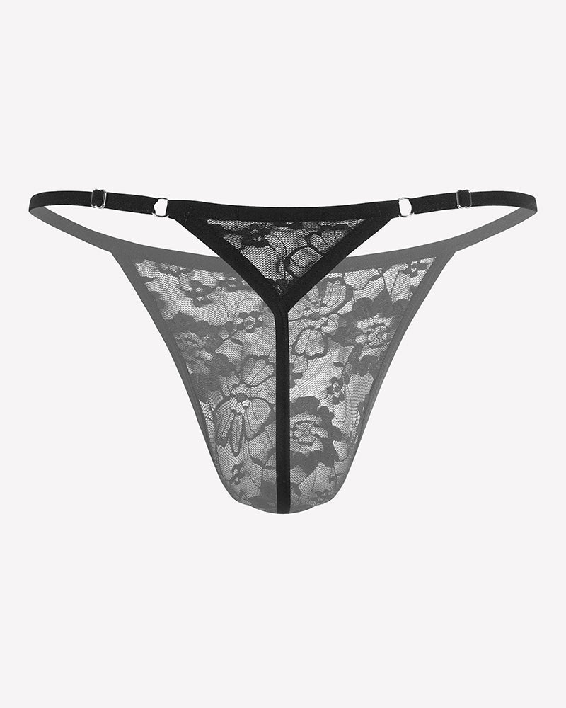 Men's Lace Thong Underwear Low Rise T-Back G-String