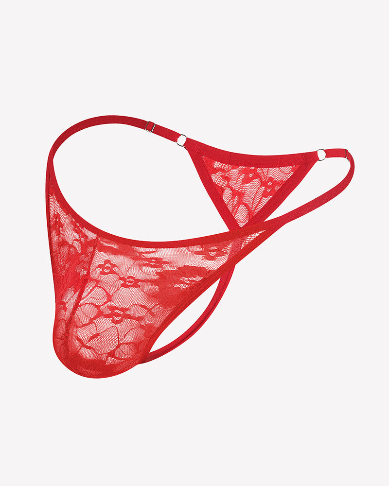 Men's Lace Thong Underwear Low Rise T-Back G-String