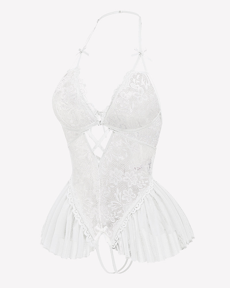 Lace Bodysuit V Neck Sleepwear One Piece