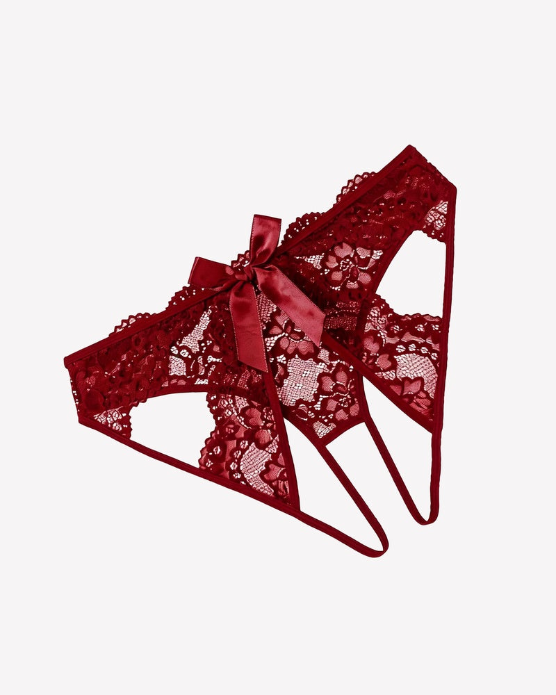 Lace Cutout Cheeky Panty Cute Bow Back Hipster Underwear