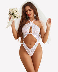 Lace Teddy Bodysuit Cut Out One-Piece Lingerie