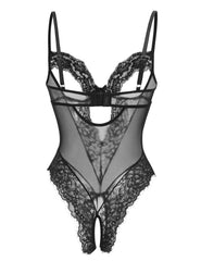 Sheer Deep V Lace Teddy Bodysuit