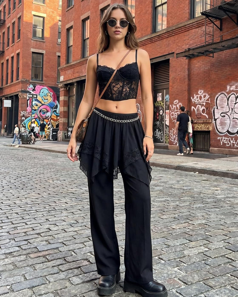 Tiered Mesh Mini Skirt Y2K Sheer Lace Layering Skirt