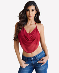 Flowy Cami Halter Tops Going Out Crop Top Mesh Tank Top