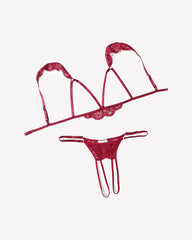 Floral Lace Cutout Bra Panty Lingerie Set