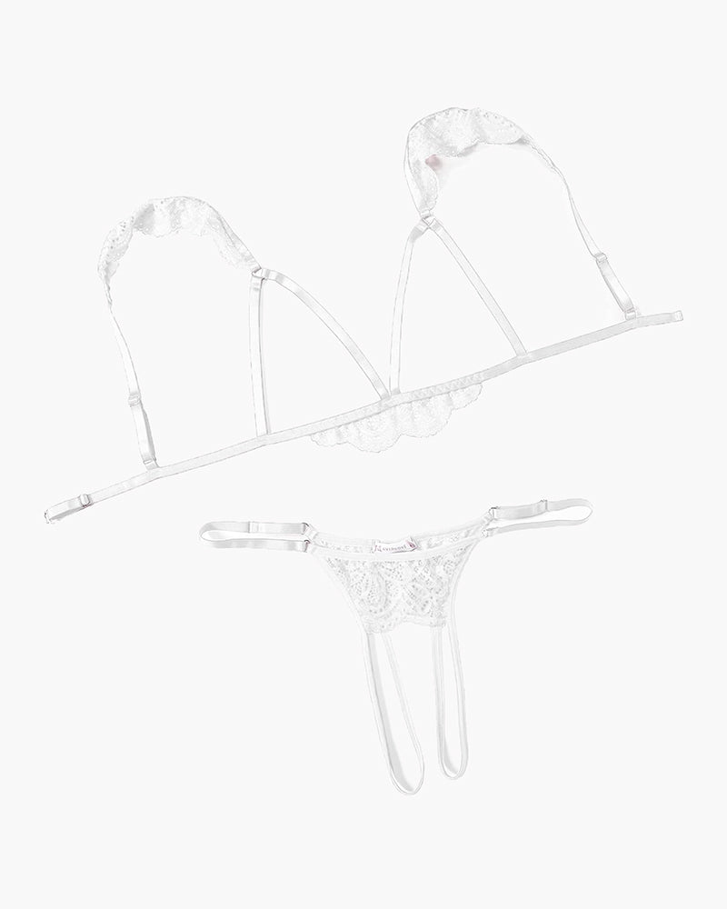 Floral Lace Cutout Bra Panty Lingerie Set