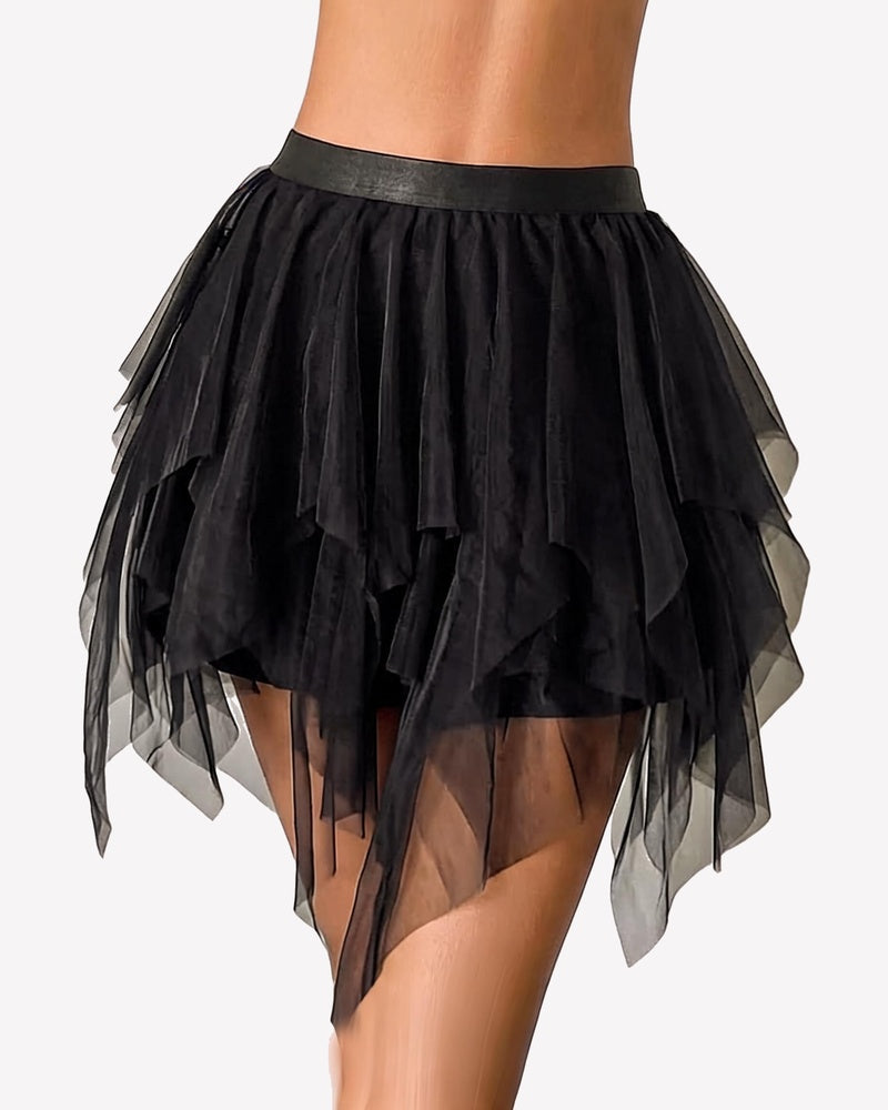 Tulle Mini Skirt Layered Puffy Fairy A-Line Mesh Tutu with Lining