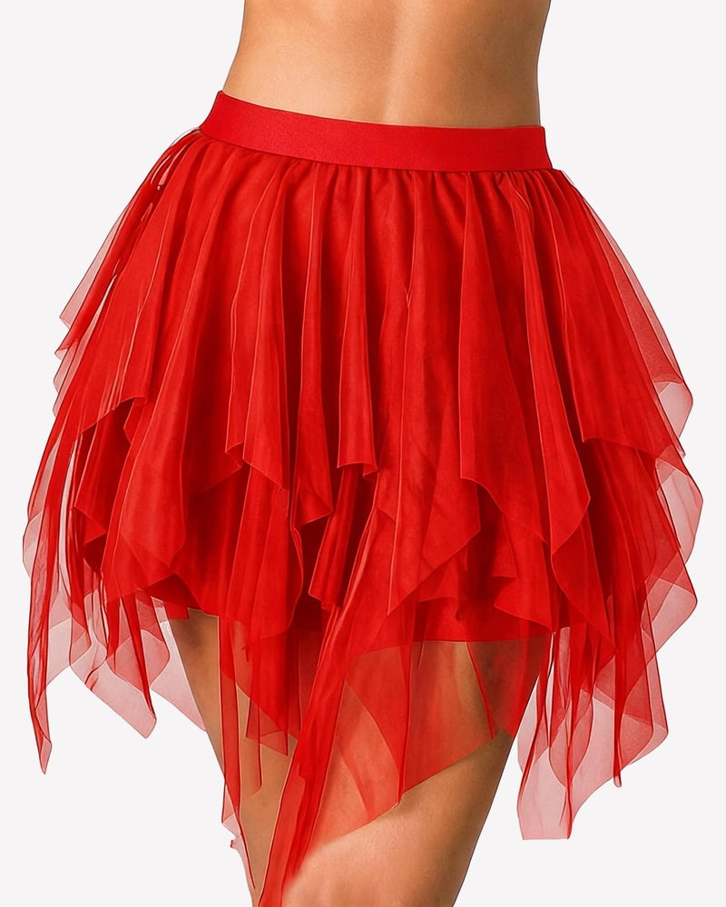 Tulle Mini Skirt Layered Puffy Fairy A-Line Mesh Tutu with Lining