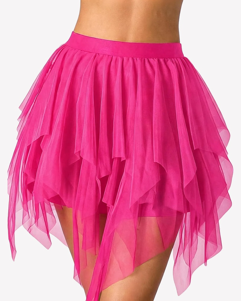 Tulle Mini Skirt Layered Puffy Fairy A-Line Mesh Tutu with Lining