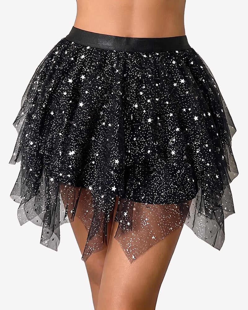 Tulle Mini Skirt Layered Puffy Fairy A-Line Mesh Tutu with Lining
