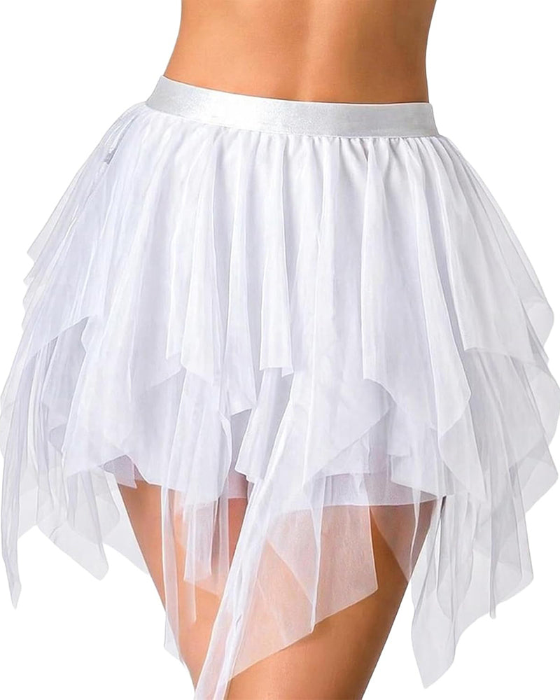 Tulle Mini Skirt Layered Puffy Fairy A-Line Mesh Tutu with Lining