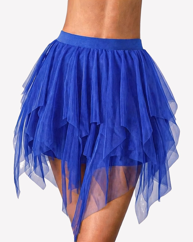 Tulle Mini Skirt Layered Puffy Fairy A-Line Mesh Tutu with Lining