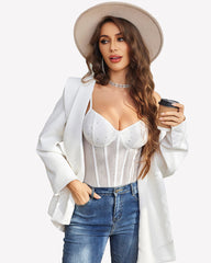 Sparkle Sheer Mesh Square Neck Bodysuit