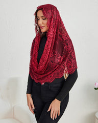Lace Mantilla Chapel Veil with Satin Edge