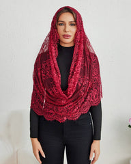 Lace Mantilla Chapel Veil with Satin Edge
