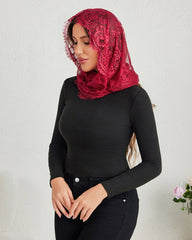 Lace Mantilla Chapel Veil with Satin Edge
