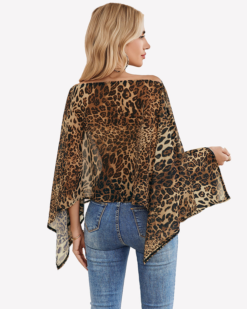 Off Shoulder Chiffon Blouse Batwing Sleeve Flowy Going Out Top