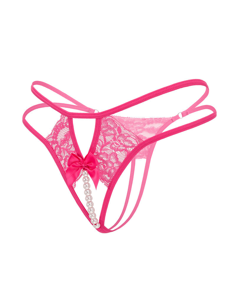 Pearl G-String Lace Thong with Bow