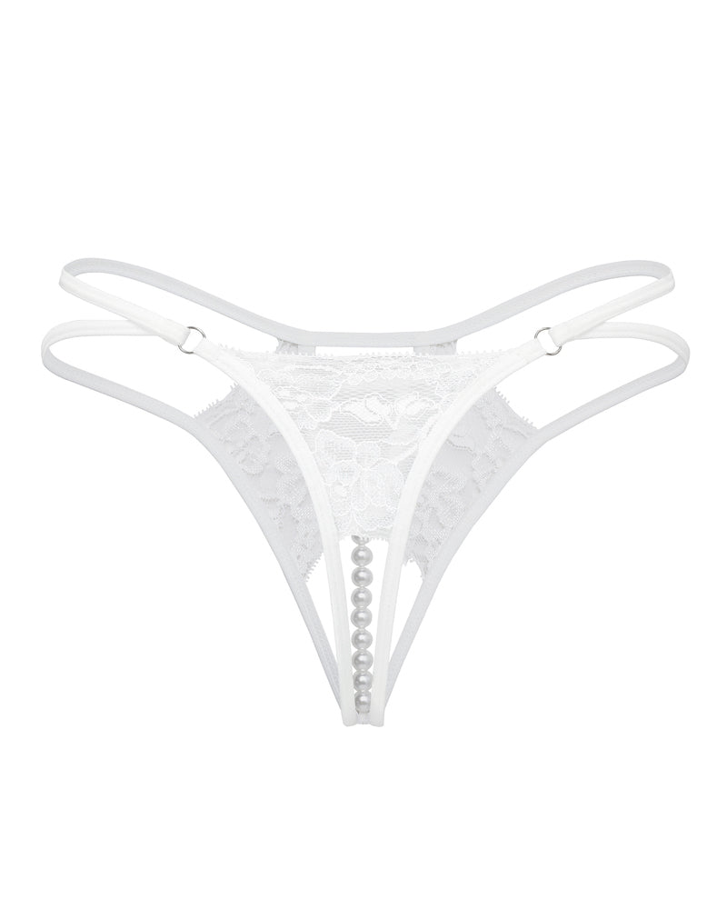 Pearl G-String Lace Thong with Bow