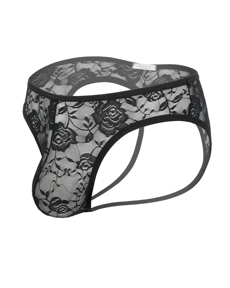 Men's Sheer Lace Rose Brief Underwear