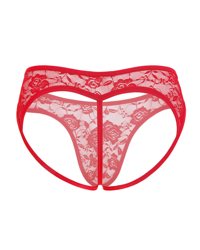 Men's Sheer Lace Rose Brief Underwear