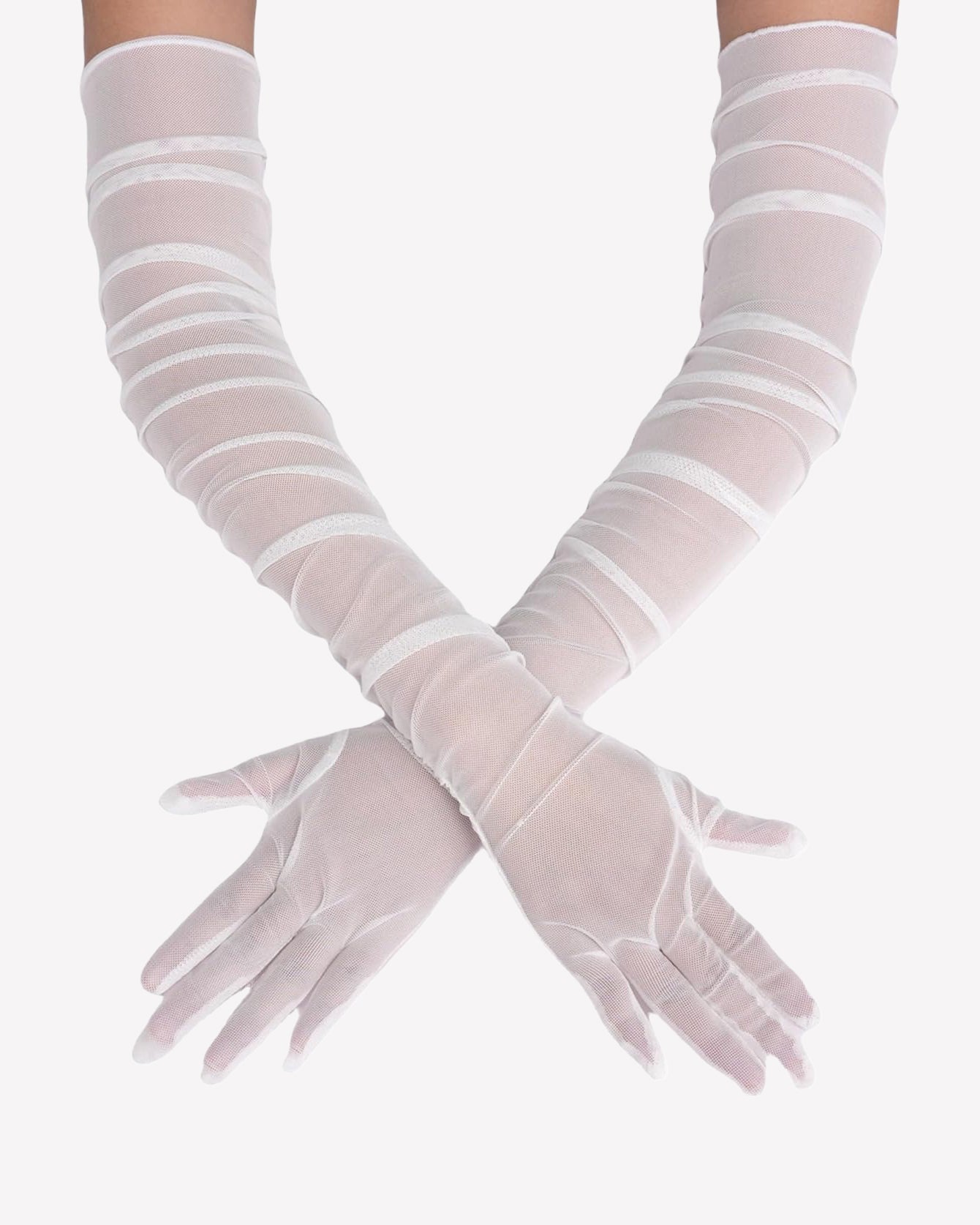 Long Sheer Tulle Mesh Gloves Elbow Length Opera Gloves