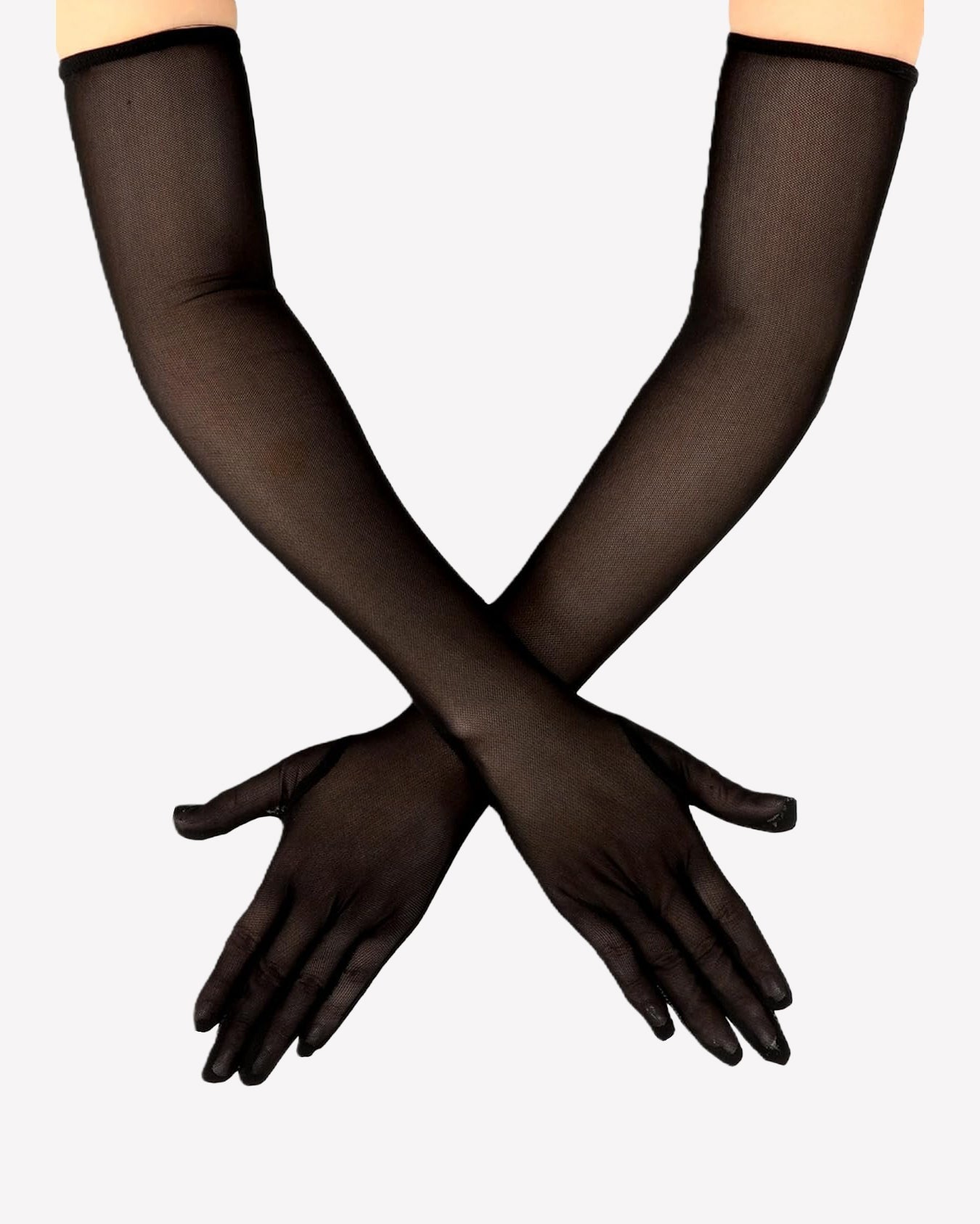 Long Sheer Tulle Mesh Gloves Elbow Length Opera Gloves