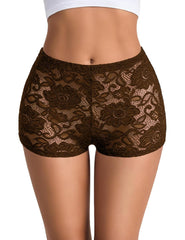 Sheer Floral Lace Low Rise Micro Shorts