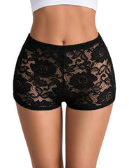 Sheer Floral Lace Low Rise Micro Shorts