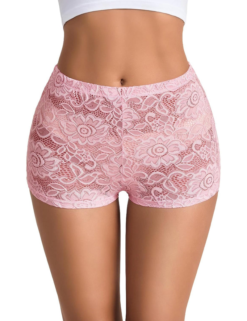 Sheer Floral Lace Low Rise Micro Shorts