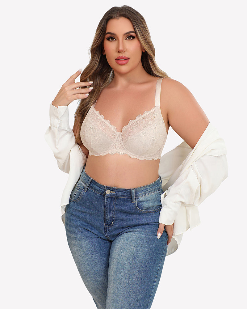 Lifting Lace Underwire Bra for Large Bust