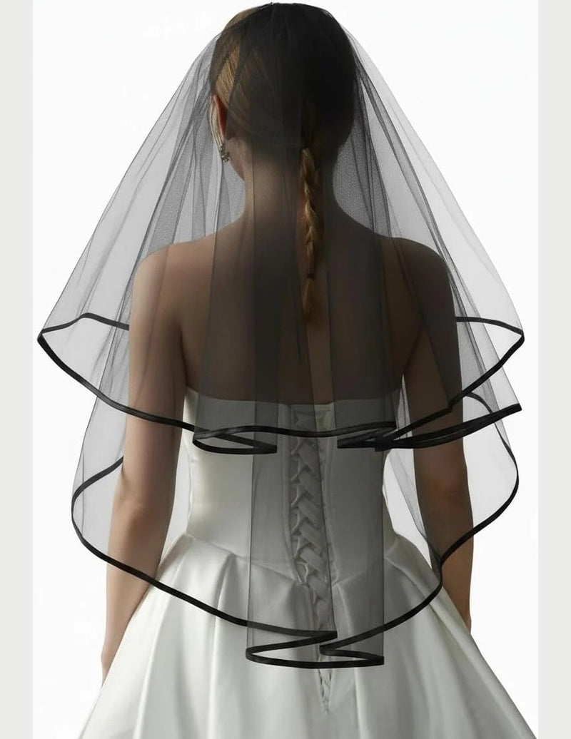 Two-Tier Satin Edge Bridal Wedding Veil