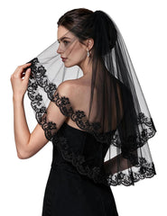 Lace Trim Bridal Tulle Wedding Veil