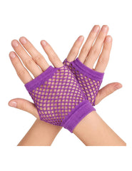 Short Fingerless Fishnet Mesh Gloves