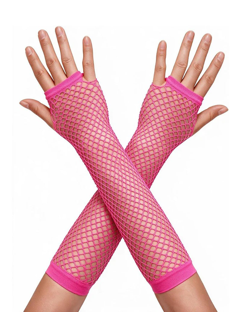 Long Fingerless Fishnet Mesh Arm Sleeve Gloves