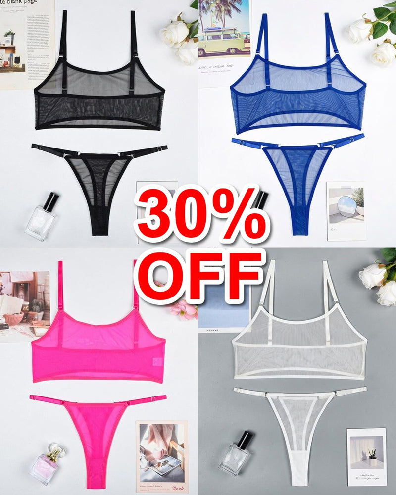 Mesh See-Through Camisole Bra and Panty Set