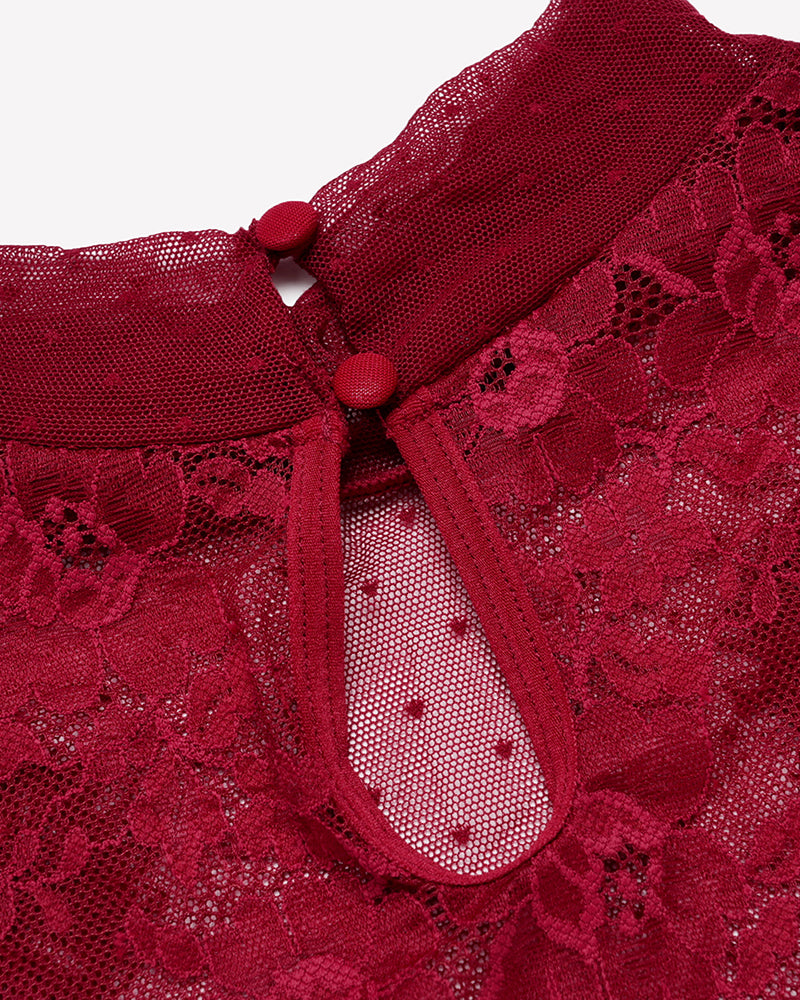 Lace Teddy Going Out Turtleneck Bodysuits Top